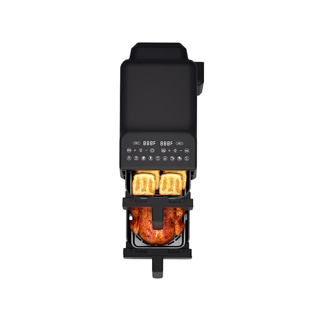 Freidora sin aceite LAFE, freidora de aire, 2 compartimentos de 5 l, potencia de 2460 W, pantalla LCD, Dual Fry