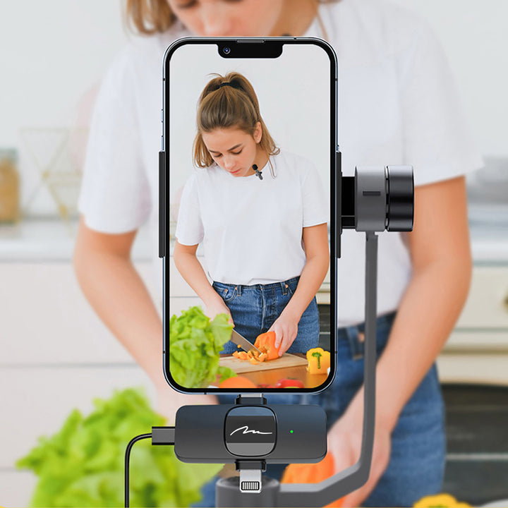 MICRO-MIC DUO: 2 micrófonos inalámbricos de solapa (juego), con clip, iOS y Android (OTG), mini, supersensibles. USB-C y LIGHTNING, Mediatech.