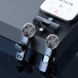 MICRO-MIC DUO: 2 micrófonos inalámbricos de solapa (juego), con clip, iOS y Android (OTG), mini, supersensibles. USB-C y LIGHTNING, Mediatech.