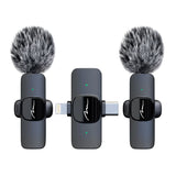 MICRO-MIC DUO: 2 micrófonos inalámbricos de solapa (juego), con clip, iOS y Android (OTG), mini, supersensibles. USB-C y LIGHTNING, Mediatech.