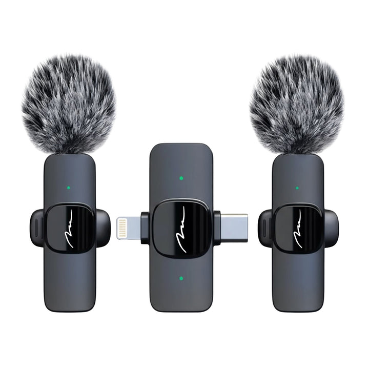 MICRO-MIC DUO: 2 micrófonos inalámbricos de solapa (juego), con clip, iOS y Android (OTG), mini, supersensibles. USB-C y LIGHTNING, Mediatech.