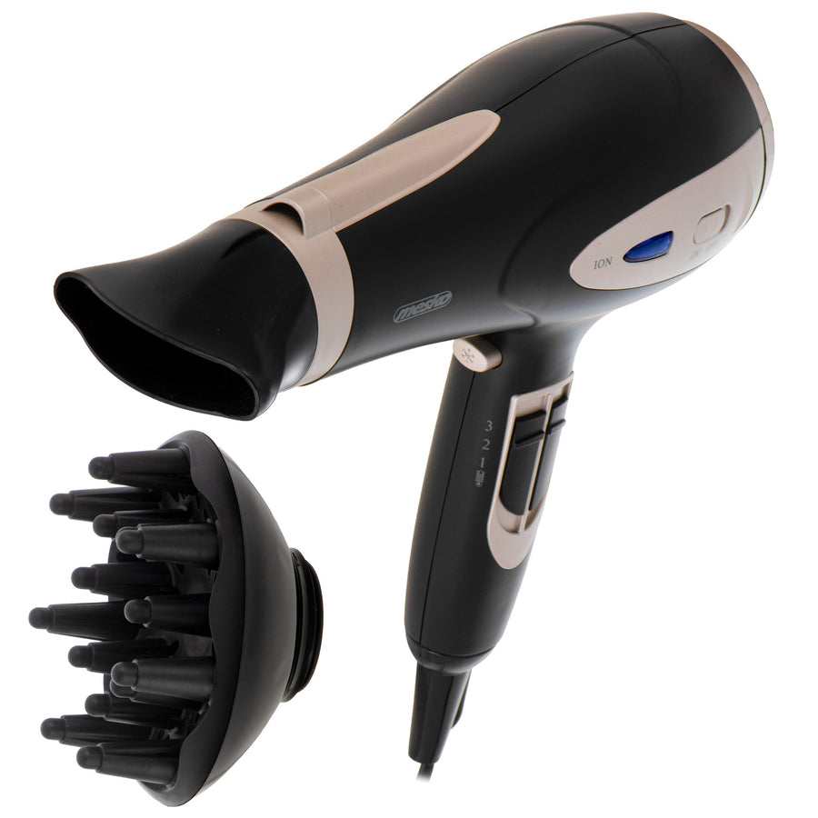 Secador de pelo Mesko, función de ionización, difusor, potencia 2200 W, negro, MS 2287