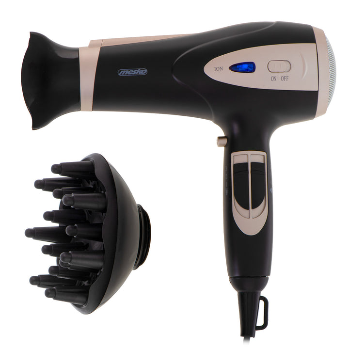 Secador de pelo Mesko, función de ionización, difusor, potencia 2200 W, negro, MS 2287