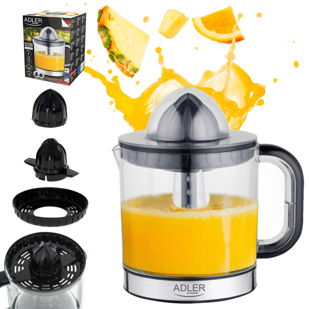 Exprimidor de cítricos Adler, capacidad 1,2 l, potencia máxima 60 W, negro, AD 4012