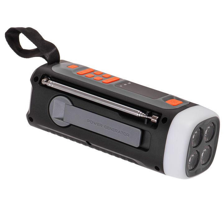 Radio de emergencia Adler, con panel solar, manivela y batería externa, Bluetooth 5.0, linterna LED de 4 W, 4500 mAh, AD 1920