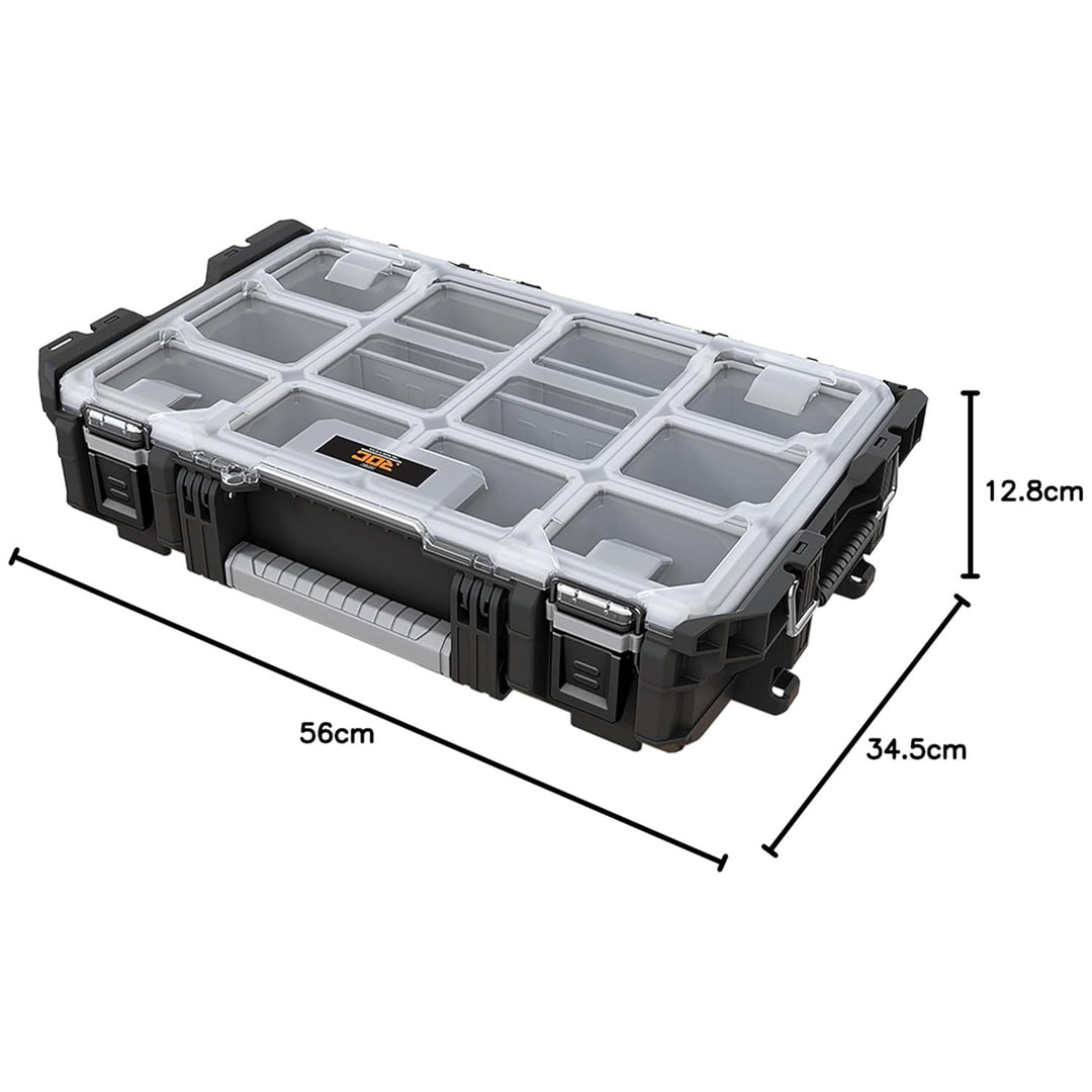 Organizador de herramientas Keter ROC Pro Gear 1.0, capacidad de más de 13 litros, tapa transparente y resistente, junta de protección contra el polvo y el agua, cierres metálicos, 257190