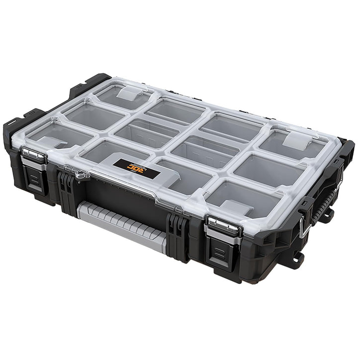 Organizador de herramientas Keter ROC Pro Gear 1.0, capacidad de más de 13 litros, tapa transparente y resistente, junta de protección contra el polvo y el agua, cierres metálicos, 257190