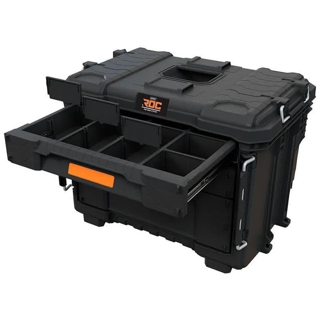 Caja de herramientas XL Keter ROC Pro Gear 2.0, con tres cajones, separadores incluidos, espacio para candado, cierres frontales, 259671