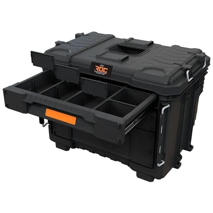 Caja de herramientas XL Keter ROC Pro Gear 2.0, con tres cajones, separadores incluidos, espacio para candado, cierres frontales, 259671