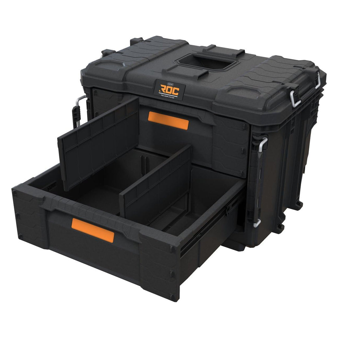 Caja de herramientas XL Keter ROC Pro Gear 2.0, con dos cajones, separadores incluidos, espacio para candado, cierres frontales, 259841