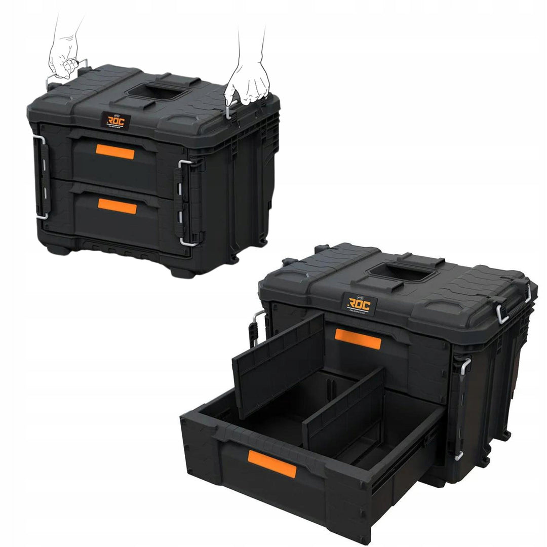 Caja de herramientas XL Keter ROC Pro Gear 2.0, con dos cajones, separadores incluidos, espacio para candado, cierres frontales, 259841