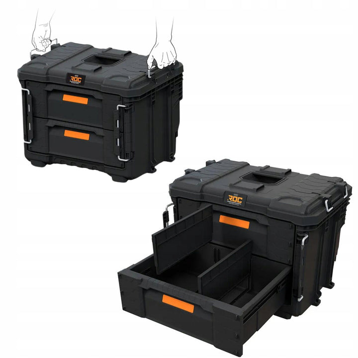 Caja de herramientas XL Keter ROC Pro Gear 2.0, con dos cajones, separadores incluidos, espacio para candado, cierres frontales, 259841