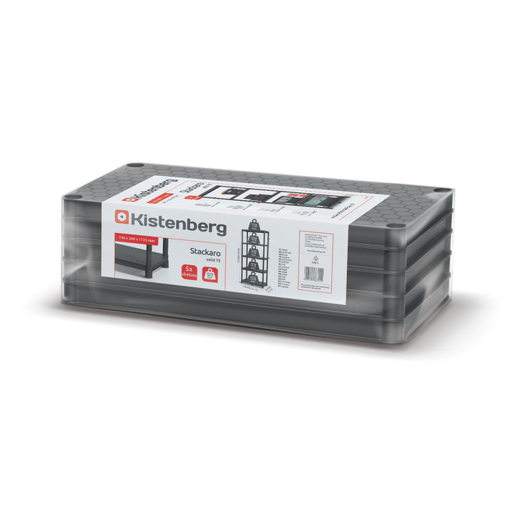 Estantería Stackaro Solid 75 Kistenberg, carga máxima total 220 kg, 5 estantes, montaje en pared, KSS75L5HD-S411