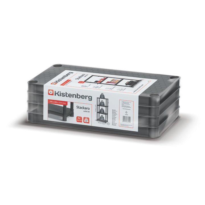 Estantería Stackaro Solid 60 Kistenberg, carga máxima total 185 kg, 4 estantes, montaje en pared, KSS60L4HD-S411