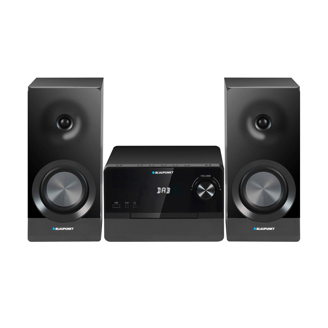 Microtorre Blaupunkt, potencia 100 W RMS, sintonizador DAB+, pantalla LED, radio FM, antena telescópica incluida, conector HDMI ARC, CD/MP3/USB/BT, reloj con función de alarma, MS49DAB