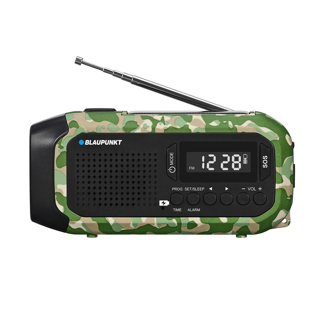 Radio FM con alarma Blaupunkt, linterna LED, luz de lectura, sistema de carga triple, alarma SOS, ER20GC