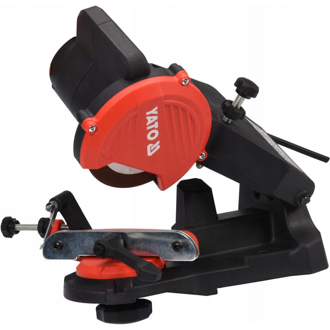 Afilador eléctrico Yato, para cadenas de motosierras, potencia 85 W, velocidad de rotación 5500 rpm, ángulo de afilado 0-35°, guía metálica, cable de 1,8 m, YT-84990