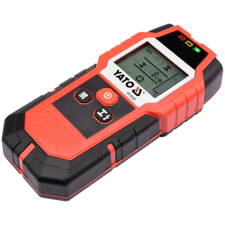 Detector profesional de cables y perfiles Yato, pantalla grande con retroiluminación LED, funda incluida, señal acústica y tres diodos indicadores, ajuste de la potencia de detección, YT-73131