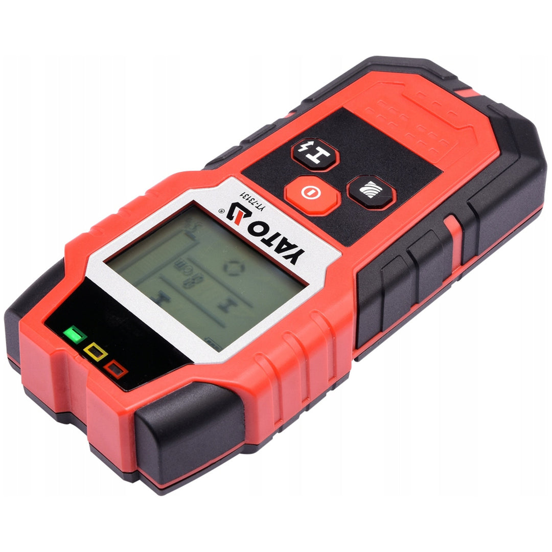 Detector profesional de cables y perfiles Yato, pantalla grande con retroiluminación LED, funda incluida, señal acústica y tres diodos indicadores, ajuste de la potencia de detección, YT-73131