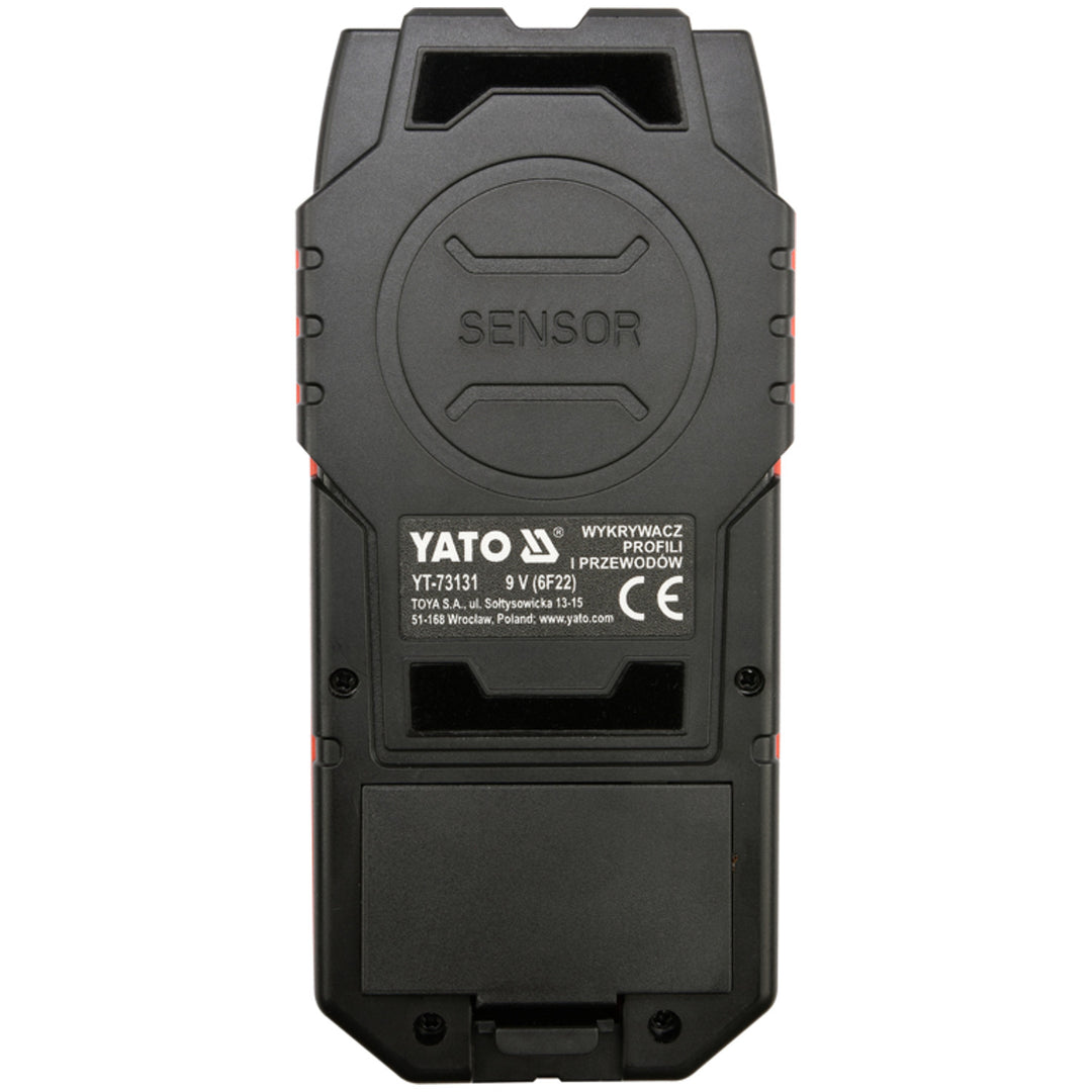 Detector profesional de cables y perfiles Yato, pantalla grande con retroiluminación LED, funda incluida, señal acústica y tres diodos indicadores, ajuste de la potencia de detección, YT-73131