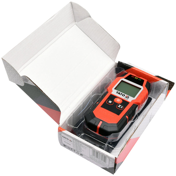 Detector profesional de cables y perfiles Yato, pantalla grande con retroiluminación LED, funda incluida, señal acústica y tres diodos indicadores, ajuste de la potencia de detección, YT-73131