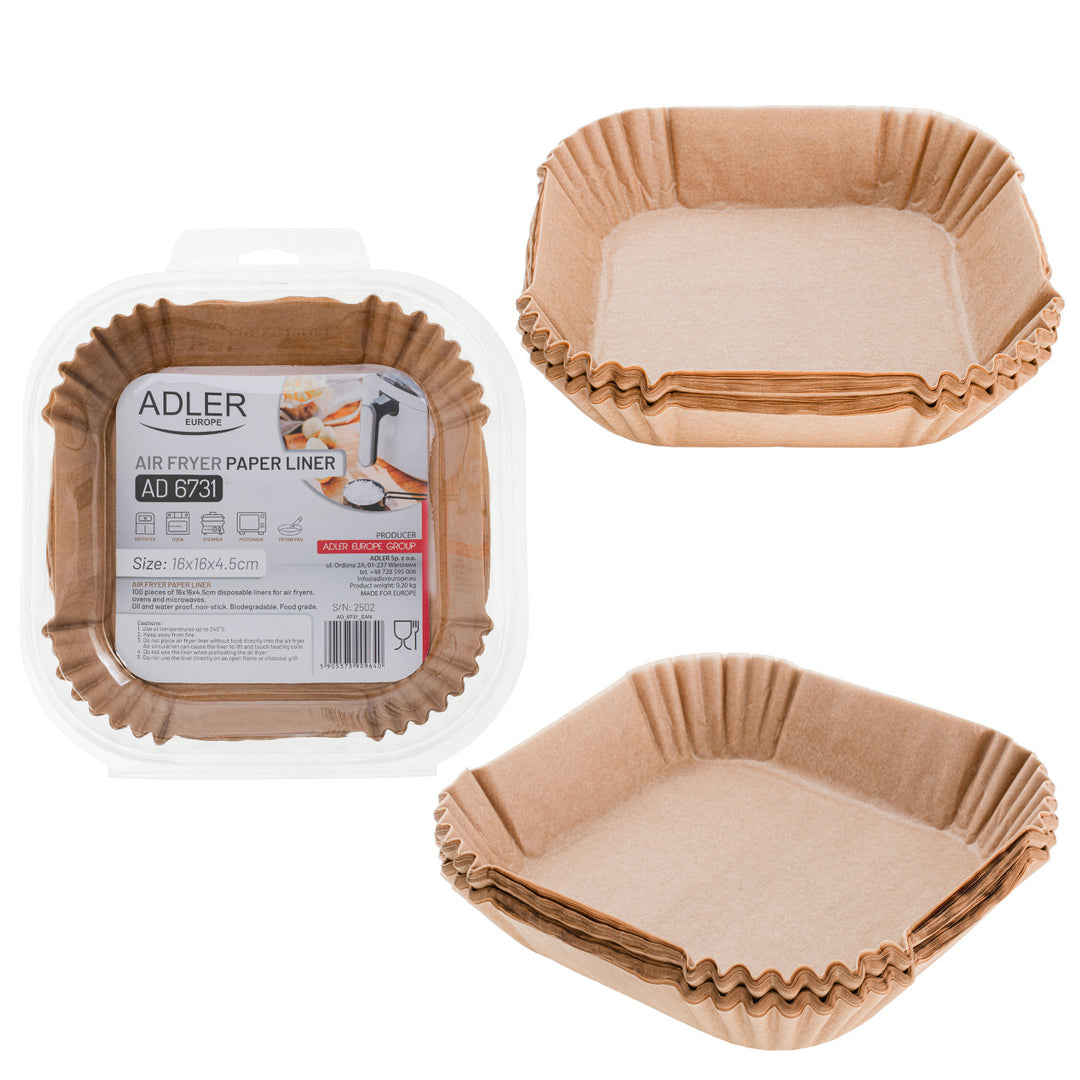 Recambios de papel para freidora Adler, 16 cm, hasta 240 °C, biodegradables, 300 unidades, AD 6731
