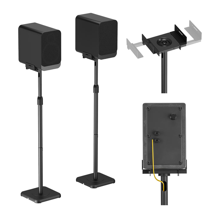 Juego de soportes de suelo para altavoces Maclean, universales, ajuste vertical y horizontal de +10° a -10°, máx. 5 kg, MC-916