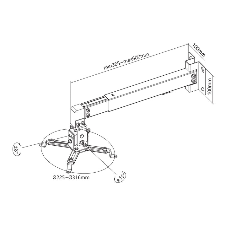 Soporte / colgador de pared para proyector Maclean, blanco, hasta 20 kg, MC-205 W