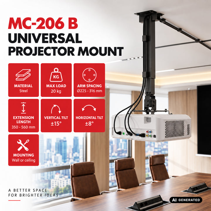 Soporte / colgador universal para proyector Maclean, negro, hasta 20 kg, MC-206 B