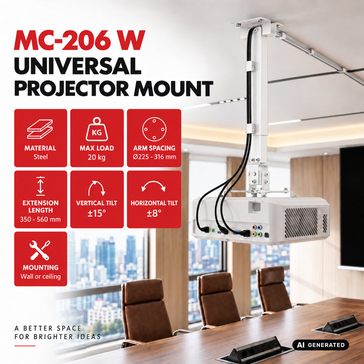 Soporte / colgador universal para proyector Maclean, blanco, hasta 20 kg, MC-206 W