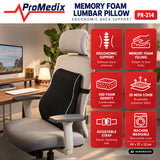 Almohadilla lumbar de espuma viscoelástica Promedix, 44 x 37 x 12 cm, densidad de la espuma: 50D, PR-214