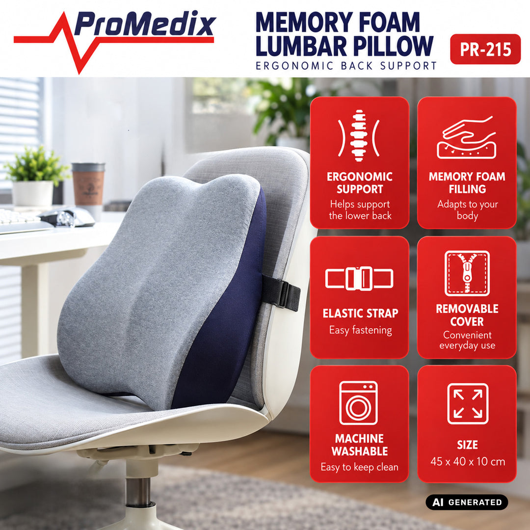 Almohadilla lumbar de espuma viscoelástica Promedix, 45 x 40 x 10 cm, PR-215