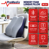 Almohadilla lumbar de espuma viscoelástica Promedix, 45 x 40 x 10 cm, PR-215