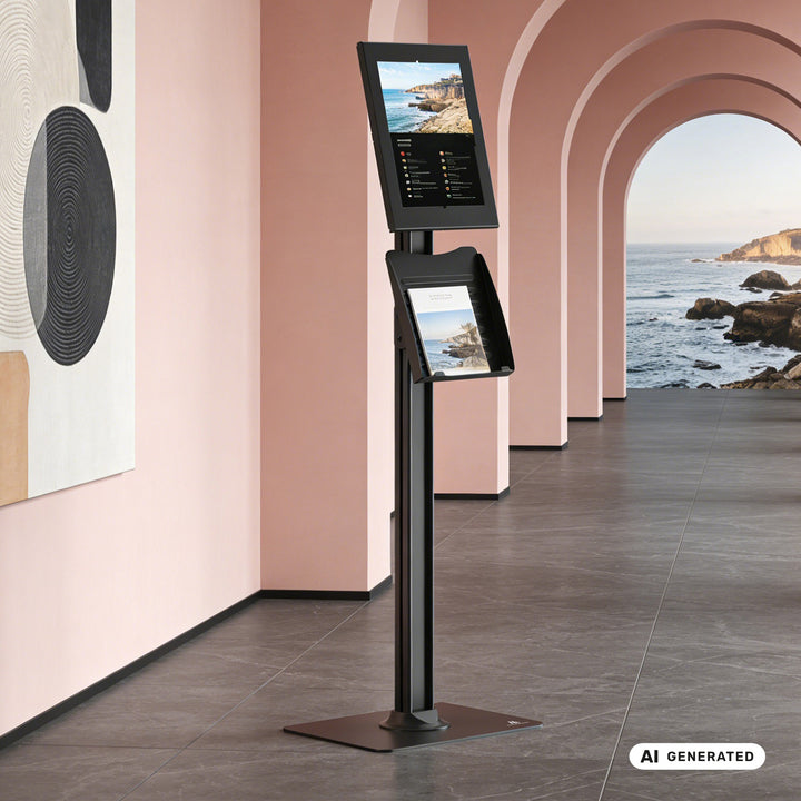 Soporte publicitario para tableta Maclean, con sistema de bloqueo. 12,4"-13", iPad Air/Pro, Samsung Tab S10+/S9+/S8+/S7+, 257 x 350 x 22 mm, MC-924 B