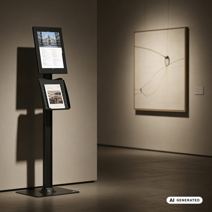 Soporte publicitario para tableta Maclean, con sistema de bloqueo. 12,4"-13", iPad Air/Pro, Samsung Tab S10+/S9+/S8+/S7+, 257 x 350 x 22 mm, MC-924 B