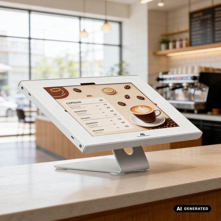 Soporte publicitario para tablet Maclean, con cierre de seguridad, 10,9"-11", iPad Air/Pro, Samsung Tab A y S Series, 220 x 323 x 22 mm, MC-957 W