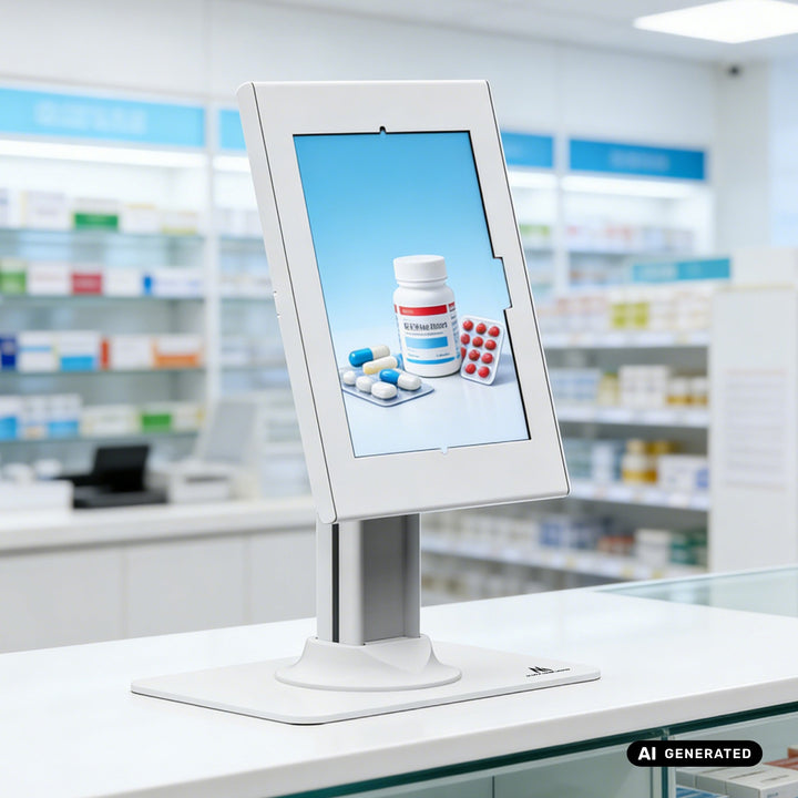 Soporte publicitario para tablet Maclean, con cierre de seguridad, 10,9"-11", iPad Air/Pro, Samsung Tab A y S Series, 220 x 323 x 22 mm, MC-959 W