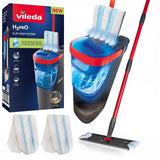 Fregona plana Vileda H2prO, separación del 100 % del agua limpia del agua sucia, dos depósitos, 2 fundas de microfibra, cabezal giratorio 360°, 175774