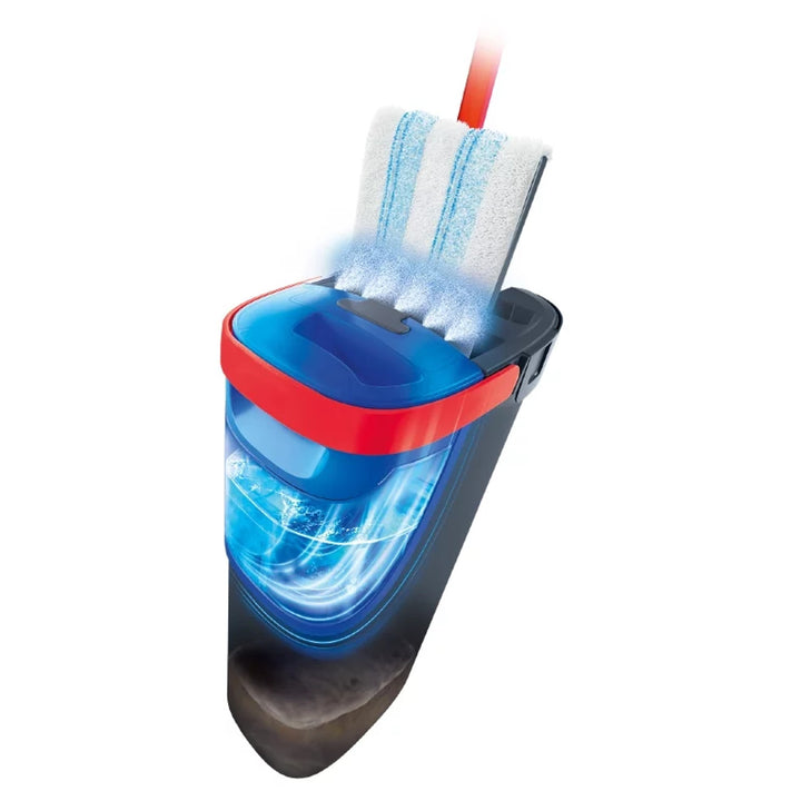 Fregona plana Vileda H2prO, separación del 100 % del agua limpia del agua sucia, dos depósitos, 3 fundas de microfibra, cabezal giratorio 360°, 175774