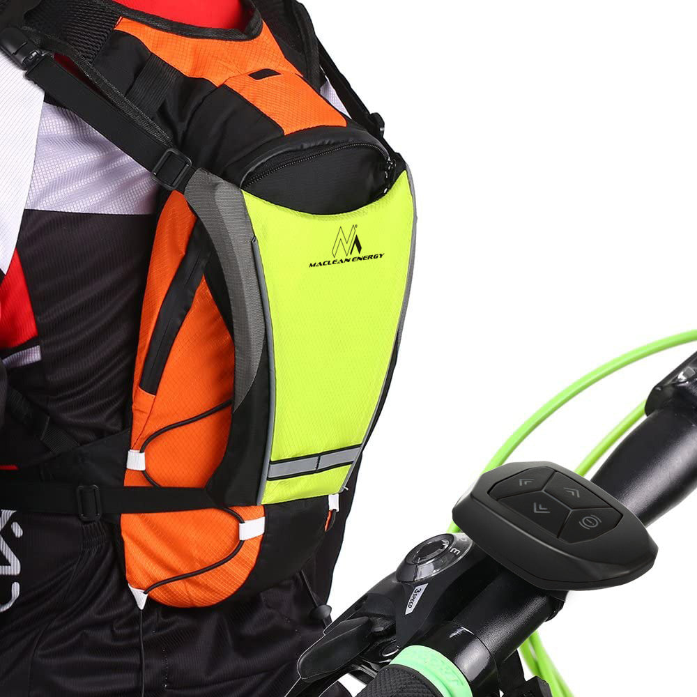 Mochila con señalizador LED, con mando a distancia, resistencia al agua: mando a distancia IPx5, mochila IPX2 + correas deportivas universales, para teléfono, cámara, cámaras GoPro y otros, soporte giratorio, MC-294
