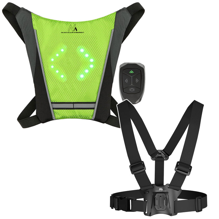 Mochila con señalizador LED, con mando a distancia, resistencia al agua: mando a distancia IPx5, mochila IPX2 + correas deportivas universales, para teléfono, cámara, cámaras GoPro y otros, soporte giratorio, MC-294