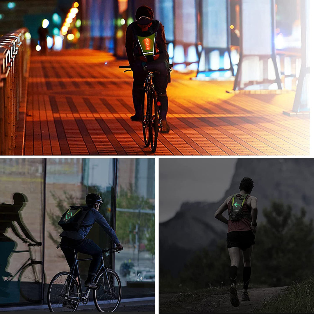 Mochila con señalizador LED, con mando a distancia, resistencia al agua: mando a distancia IPx5, mochila IPX2 + cinta deportiva para la cabeza para el teléfono MC-825