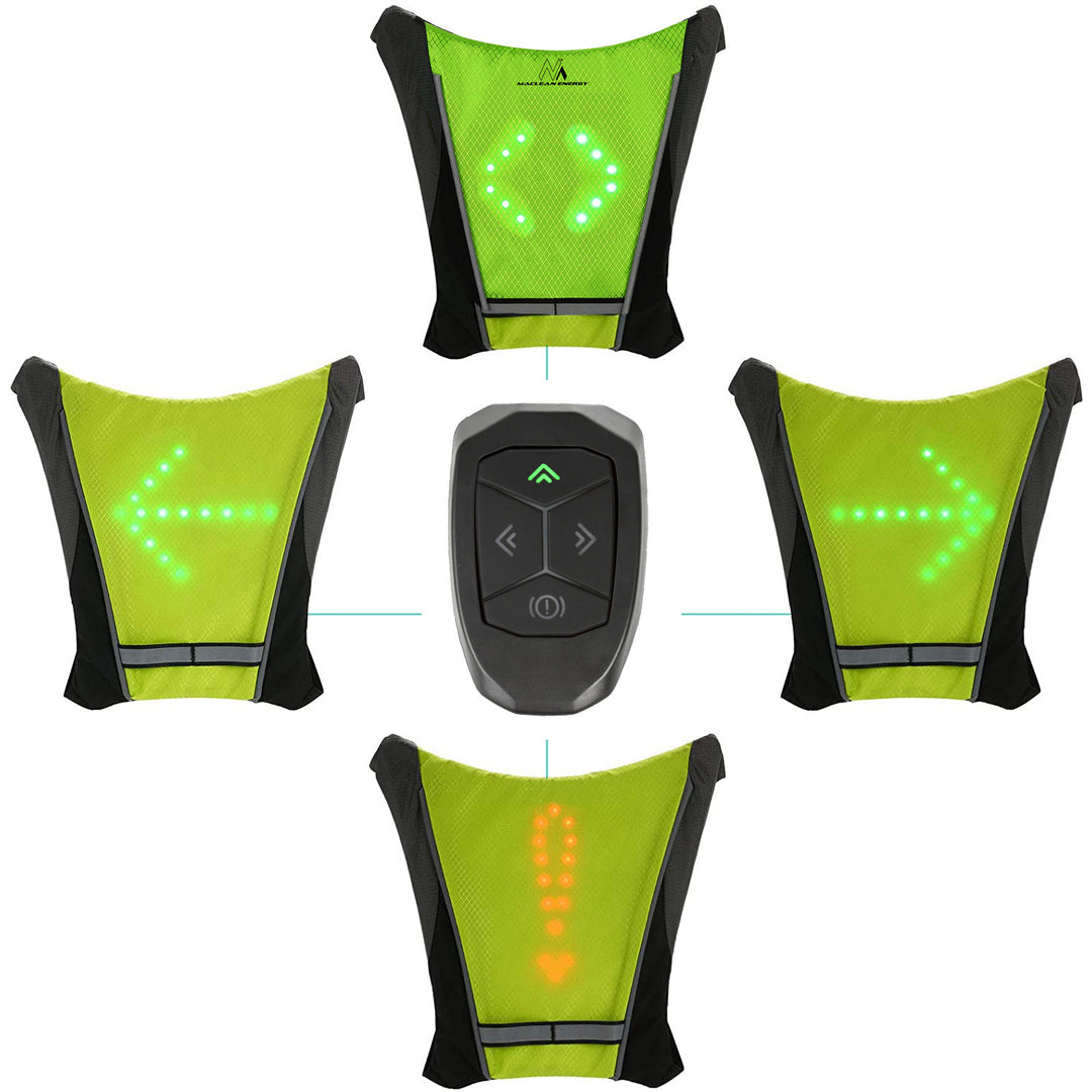 Mochila con señalizador LED, con mando a distancia, resistencia al agua: mando a distancia IPx5, mochila IPX2 + cinta deportiva para la cabeza para el teléfono MC-825