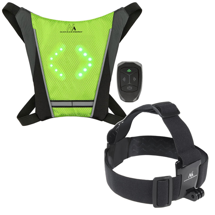 Mochila con señalizador LED, con mando a distancia, resistencia al agua: mando a distancia IPx5, mochila IPX2 + cinta deportiva para la cabeza para el teléfono MC-825