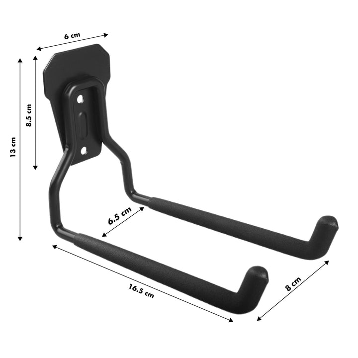 Soporte/colgador de pared Maclean, para neumáticos, herramientas de jardinería, escaleras, mangueras, bicicletas, de acero, carga máxima 35 kg, MC-440, 2 unidades.