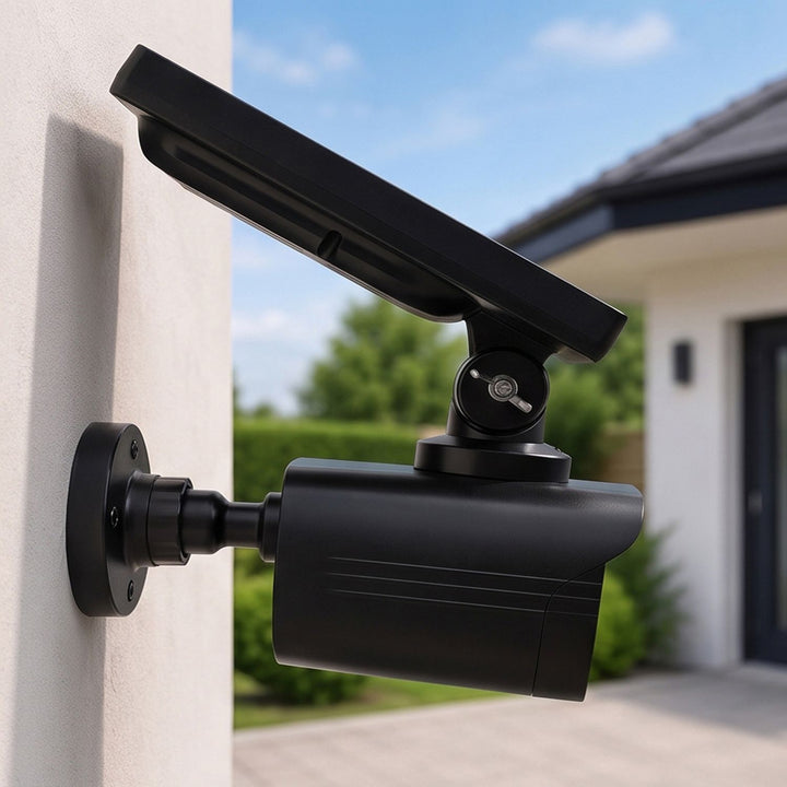 Cámara de seguridad solar falsa, LED parpadeante, sensor de movimiento, iluminación LED, pegatina de regalo, SOL1800S/B