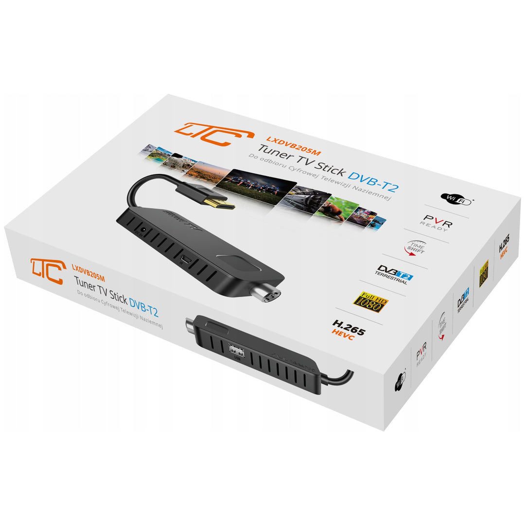 Tuner TV STICK DVB-T2 LTC, para televisión terrestre, calidad Full HD 1080, función TIMESHIFT, LXDVB213M