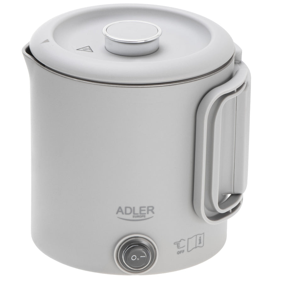Hervidor eléctrico Adler, para viajes, doble pared, capacidad 0,8 l, potencia máx. 650 W, gris, AD 1388