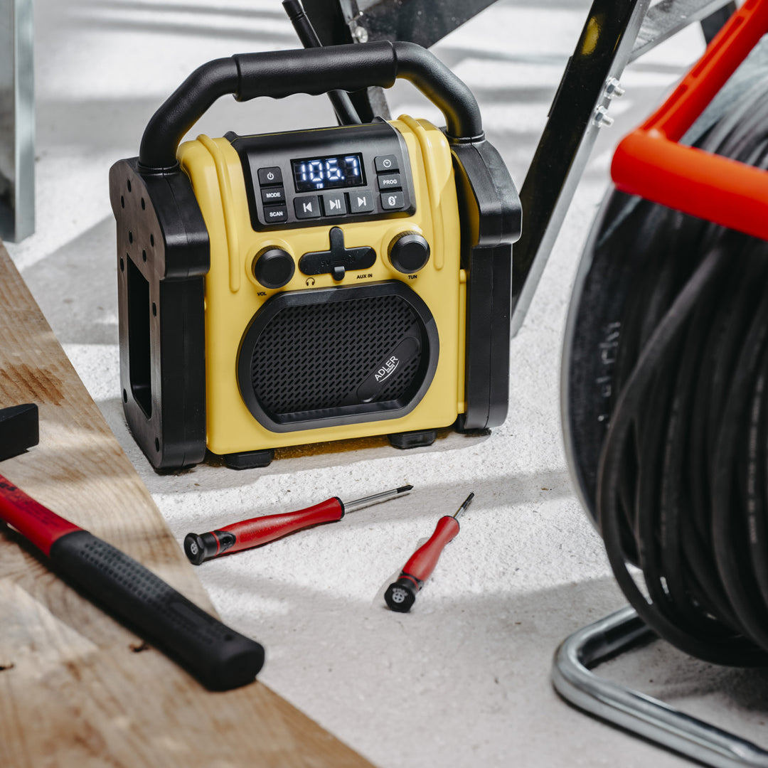 Radio para obras Adler, Bluetooth 5.1, IPX 54, potencia 10 W, AD 1911