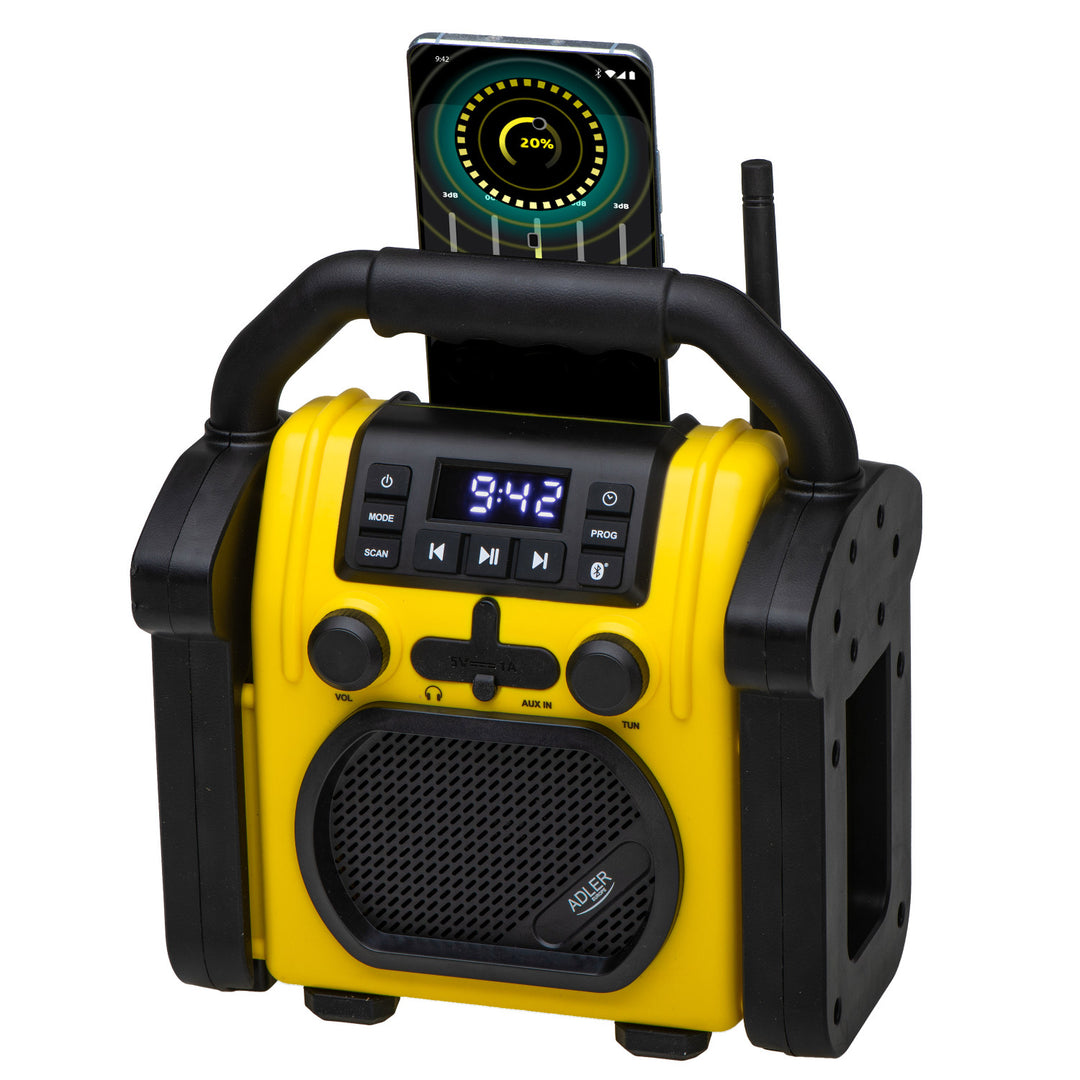 Radio para obras Adler, Bluetooth 5.1, IPX 54, potencia 10 W, AD 1911